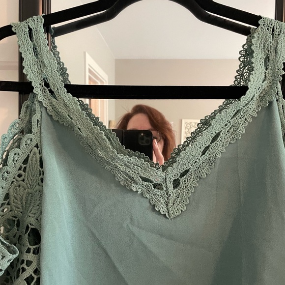 Sage green cold shoulder top - Picture 2 of 6